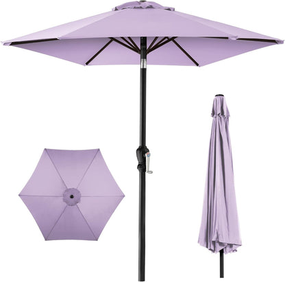 10Ft Outdoor Steel Polyester Market Patio Umbrella W/Crank, Easy Push Button, Tilt, Table Compatible - Tan