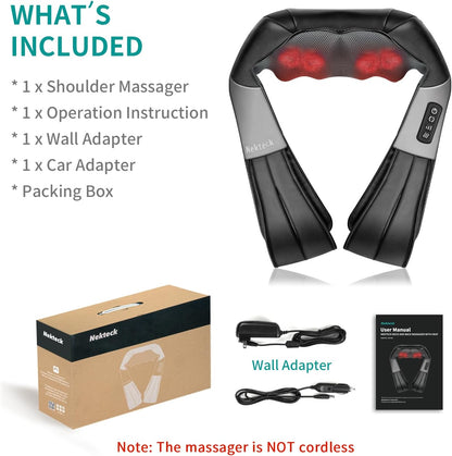 Shiatsu Neck and Back Massager with Soothing Heat,  Electric Deep Tissue 3D Kneading Massage Pillow for Shoulder, Leg, Body Muscle Pain Relief, Home, Office, and Car Use