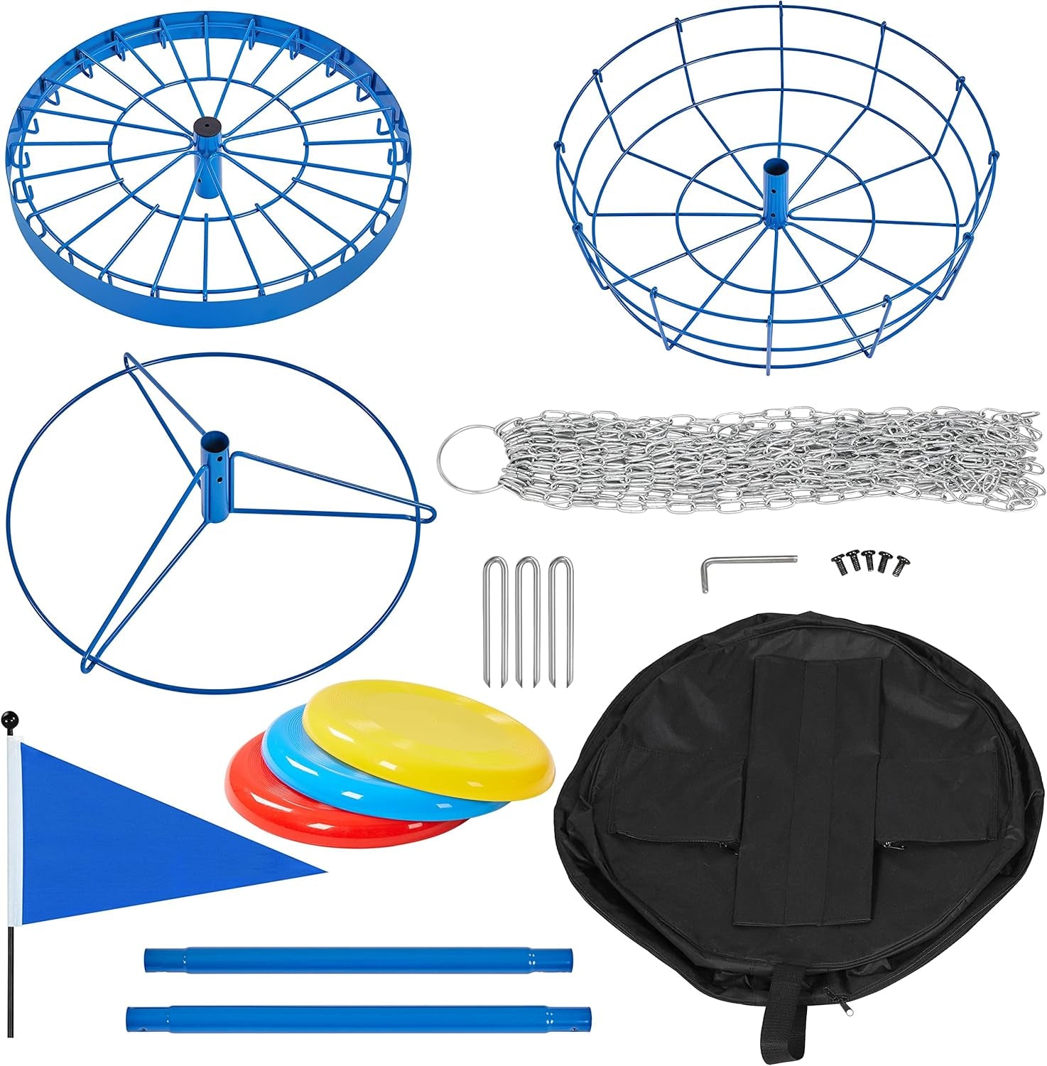 Portable Disc Golf Basket Target Disc Sports 12-Chain Practice Disc Golf Target Steel Hole Disc Golf Goals Catcher Indoor &amp; Outdoor, Blue/Red/Orange/Black