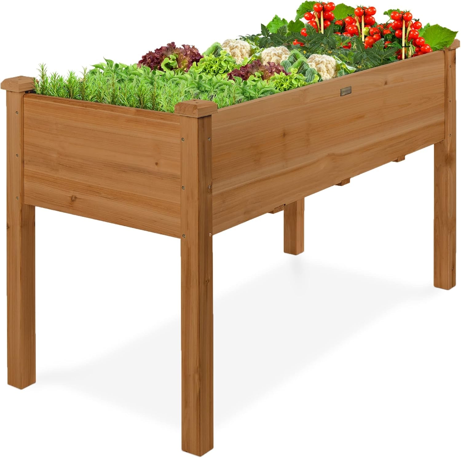 48X24X30In Raised Garden Bed, Elevated Wood Planter Box Stand for Backyard, Patio, Balcony W/Bed Liner, 200Lb Capacity - Natural