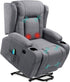 Modern Linen Electric Power Lift Chair, Recliner Massage Chair, Adjustable Furniture for Back, Legs W/ 3 Positions, USB Port, Heat, Cupholders, Easy-To-Reach Button - Gray