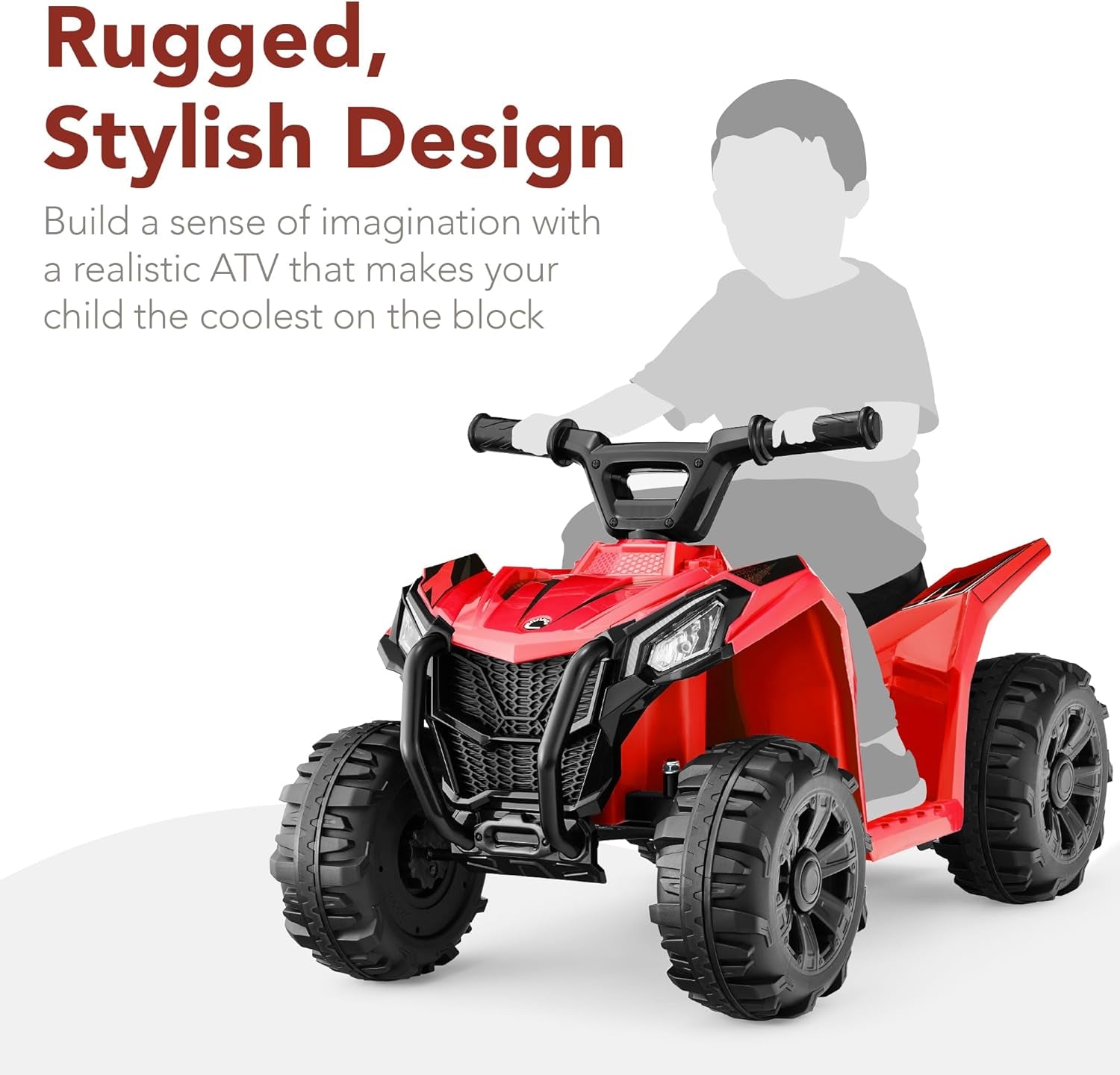 6V Kids Ride on Toy, 4-Wheeler Quad ATV Play Car W/ 1.8MPH Max Speed, Treaded Tires, Rubber Handles, Push-Button Accelerator - Red