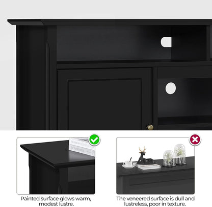 Black TV Stand for Tvs up to 65 Inch, Modern Media Entertainment Center with Double Doors, TV Cabinet TV Console with Storage for Living Room &amp; Bedroom, 31 in Tall