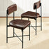 Faux Leather Dining Chair Set of 2, Standard Height, Metal Frame Padded Cushions for Kitchen and Dining - Mocha Brown