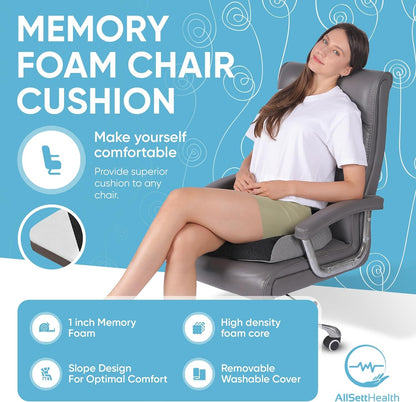 Extra Large Seat Cushion - Memory Foam for Office Chair, Wheelchair Cushions, Floor Pillow | Cushion Back Pain Coccyx Pain Relief | Plush Velvet Cover with Carry Handle - 19” X 17” X 3”