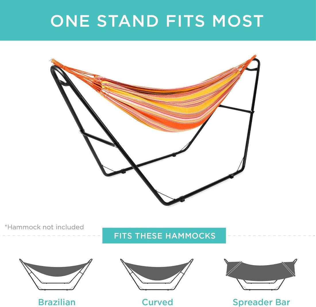 Adjustable Portable Hammock Stand, Outdoor Patio Weather-Resistant Steel for 9-14Ft Hammocks W/Hanging Hooks, Powder-Coated Finish, Carrying Bag, 450Lb Weight Capacity