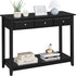 Console Table with 3 Drawers, Wood Entryway Table with Storage Shelf, Sofa Table Narrow Long for Living Room, Entryway, Hallway, Foyer, Black