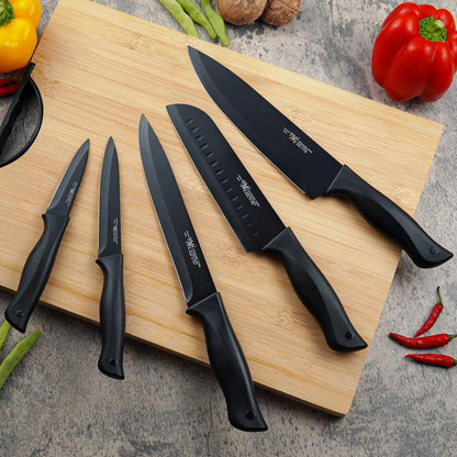 Knife Set,  15 Pcs Kitchen Knife Set with Block Self Sharpening, Dishwasher Safe, Anti-Slip Handle, Black