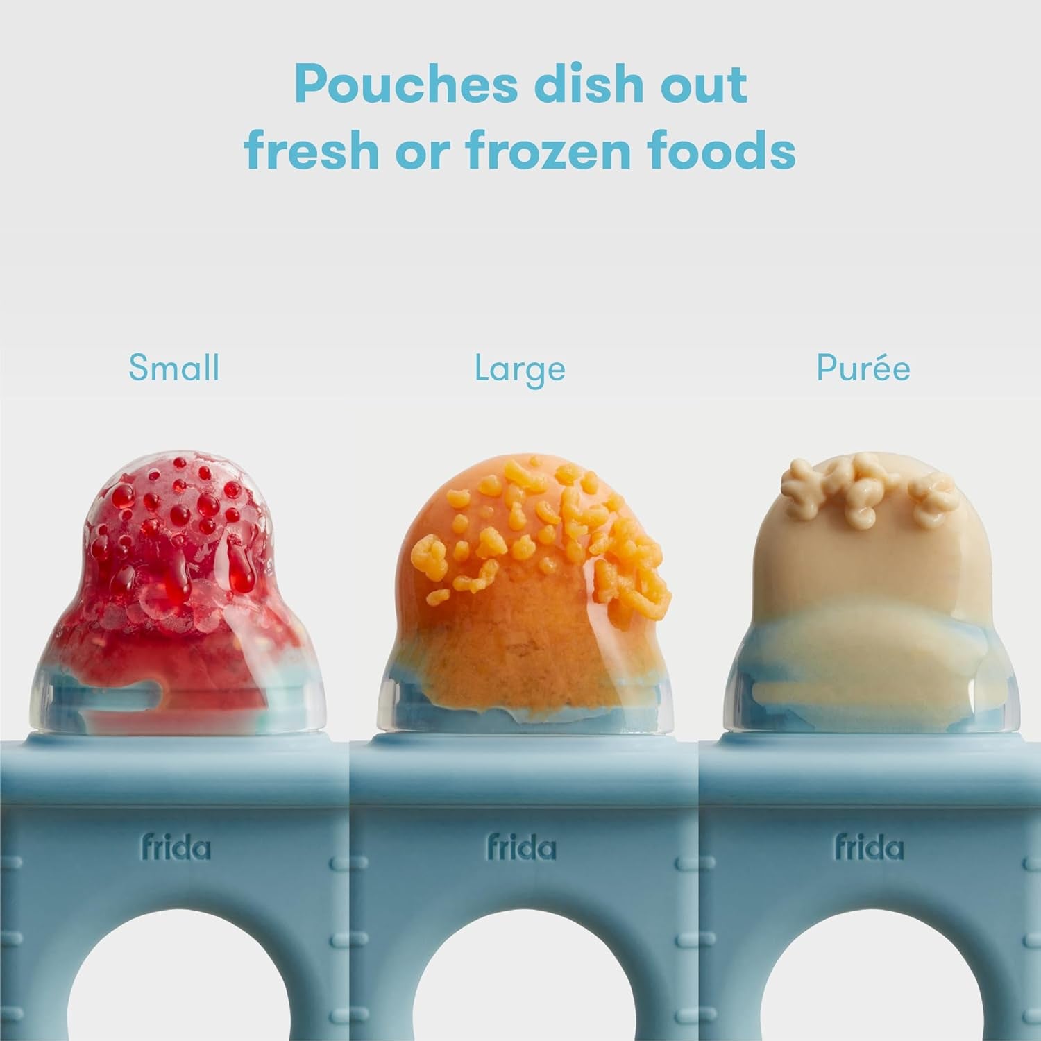 Push Pop Feeder, Baby Fruit Feeder, Baby Fruit Food Feeder to Safely Introduce New Foods, Fresh + Frozen Food Silicone Feeder for Babies, BPA Free, Dishwasher Safe | 3 Count, Blue