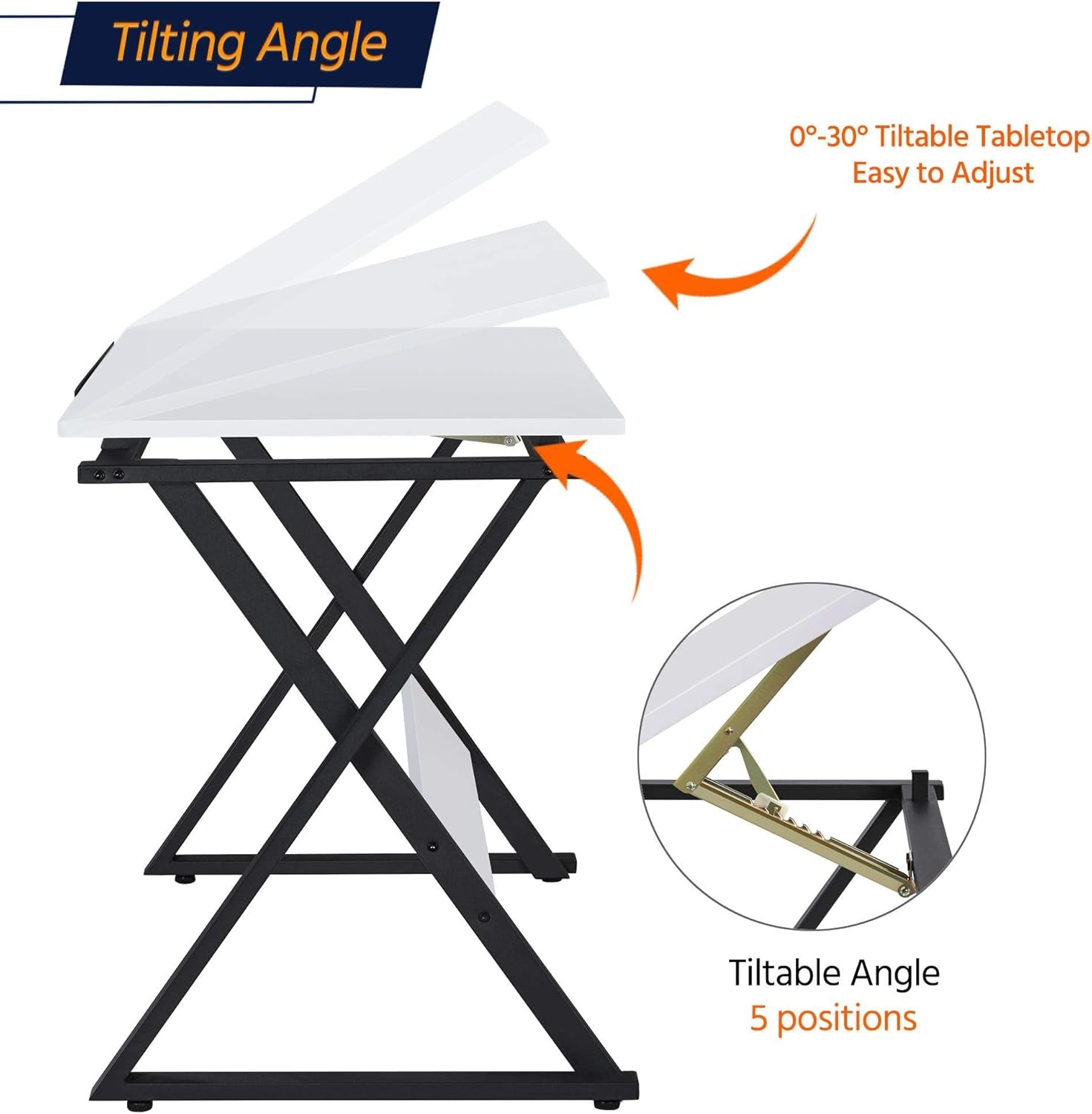 Drafting Table for Artists Art Desk Drawing Painting Studying Table W/Tilted Tabletop Art Craft Work Station for Adults Home Office School Use