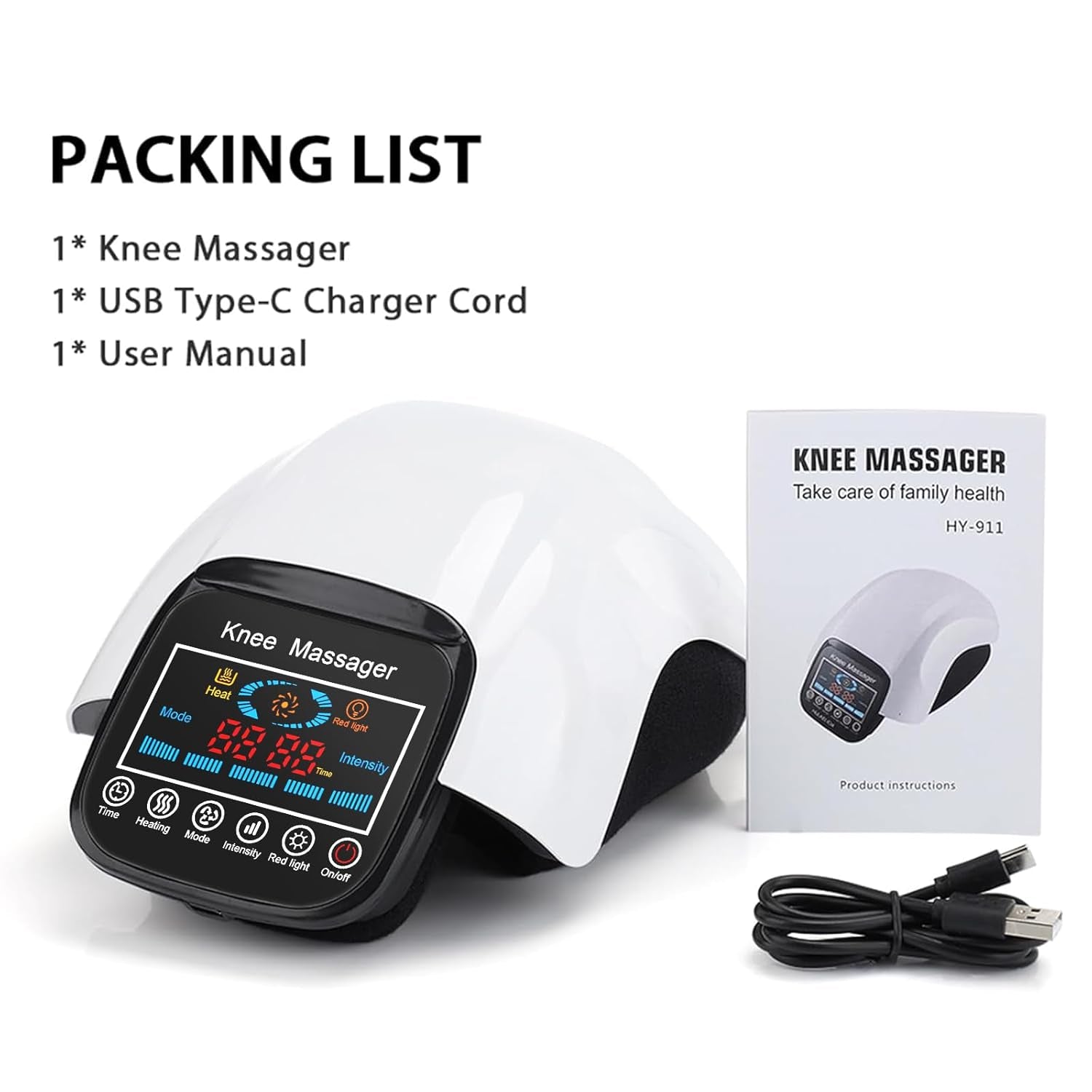 Knee Massager 3 in 1, Adjustable Temperature, Vibration, 3D Massage, Cordless Portable Knee Massager with LED Large Screen, Gift Option