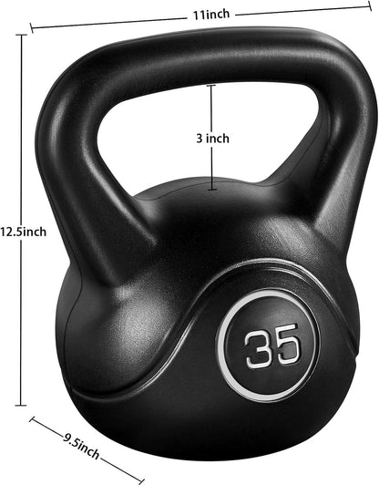 35Lbs Kettlebell Weights, Men &amp; Women Home Gym Kettle Bell Exercise &amp; Fitness Equipment W/Wide Flat Base &amp; Textured Grip for Strength Training