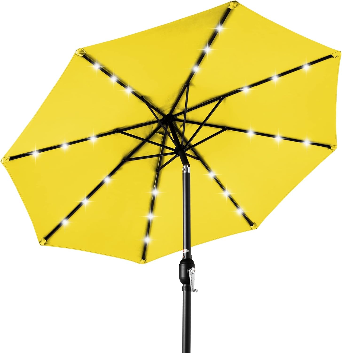 10Ft Solar Polyester LED Lighted Patio Umbrella W/Tilt Adjustment and Uv-Resistant Fabric - Tan