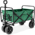 36In Collapsible Folding Utility Wagon, Multipurpose Indoor Outdoor Mobile Cart for Garden, Beach, Park, Shopping W/ 360-Degree Wheels, Adjustable Handle, 150Lb Capacity - Green