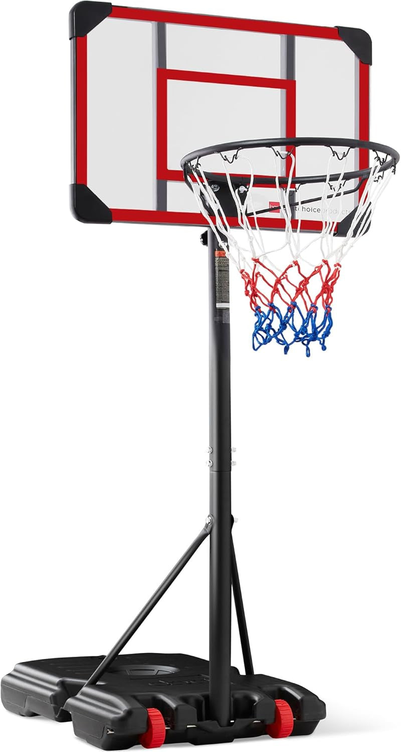 Kids Height-Adjustable Basketball Hoop System, Portable Game W/Wheels, Fillable Base, 70.5In to 82.3In Height