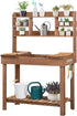 Potting Bench Table Horticulture Germination Table & Outdoor Garden Work Bench Platform W/Display Rack/Storage Shelf/Hanger/Thoughtful Sink Brown