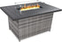 52In 50,000 BTU Outdoor Wicker Patio Propane Gas Fire Pit Table W/Aluminum Tabletop, Glass Wind Guard, Clear Glass Rocks, Cover, Slide Out Tank Holder, and Lid - Gray