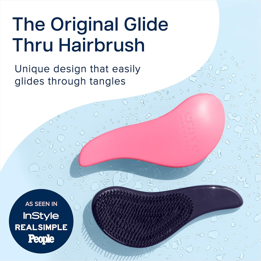 Glide Thru Detangling Brush - Detangler Brush for Natural, Curly, Straight, Wet and Dry Hair for Adults and Kids - Hair Brush for Little Girls, Toddlers, Teens - 7.5 X 3 Inches, Pink