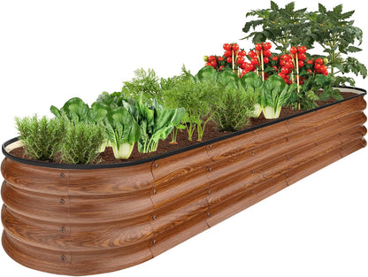 4X2X1Ft Outdoor Metal Raised Garden Bed, Oval Deep Root Planter Box for Vegetables, Flowers, Herbs, and Succulents W/ 51 Gallon Capacity, Rubber Edge Guard - Sage Green