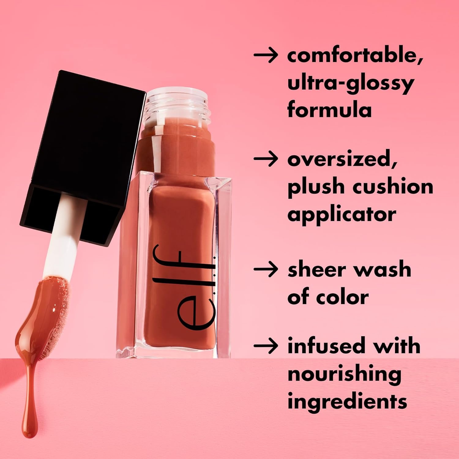 Glow Reviver Lip Oil, Nourishing Tinted Lip Oil for a High-Shine Finish, Infused with Jojoba Oil, Vegan &amp; Cruelty-Free, Rose Envy