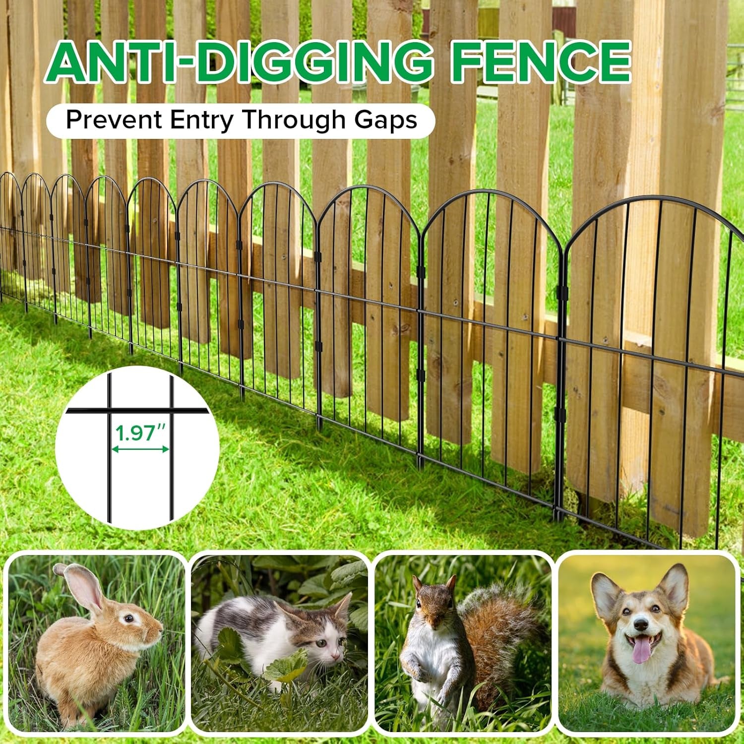 Decorative Garden Fence 25 Panels, Total 26Ft (L) X 24In (H) Rustproof Metal Wire Fencing Border Animal Barrier, Flower Edging for Landscape Patio Yard Outdoor Decor, Arched