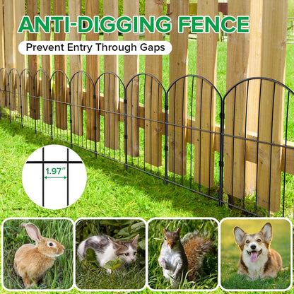 Decorative Garden Fence 25 Panels, Total 26Ft (L) X 24In (H) Rustproof Metal Wire Fencing Border Animal Barrier, Flower Edging for Landscape Patio Yard Outdoor Decor, Arched