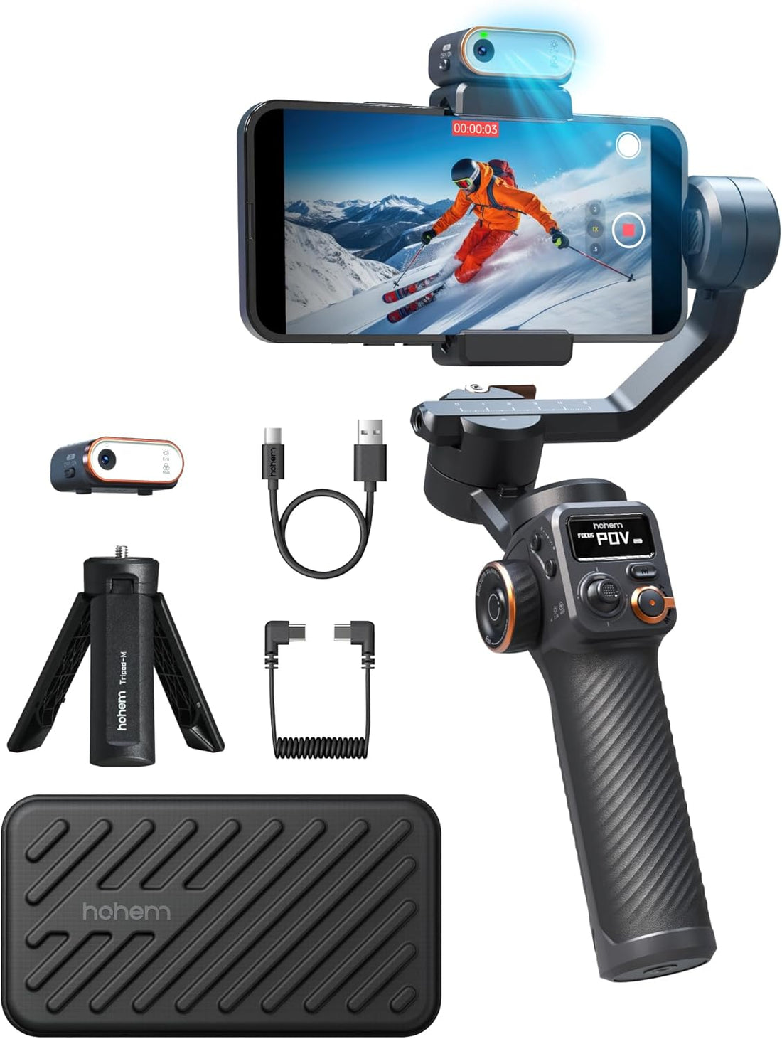 Isteady M6 Kit Smartphone Gimbal Stabilizer, Magnetic AI Tracking Sensor Fill Light, OLED Display, 3-Axis Phone Gimbal for Iphone Android, Phone Stabilizer for Video Recording, Youtube Tiktok