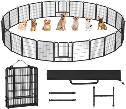 8 Panels Dog Playpen, Metal 40&quot; Dog Fence with Easy-Carry Straps&amp;Stakes Storage Bag for RV Camping Dog Pen Play Pen for Small/Medium/Large Dogs