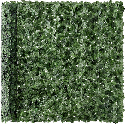 Outdoor Garden 96X72-Inch Artificial Faux Ivy Hedge Leaf and Vine Privacy Fence Wall Screen - Green