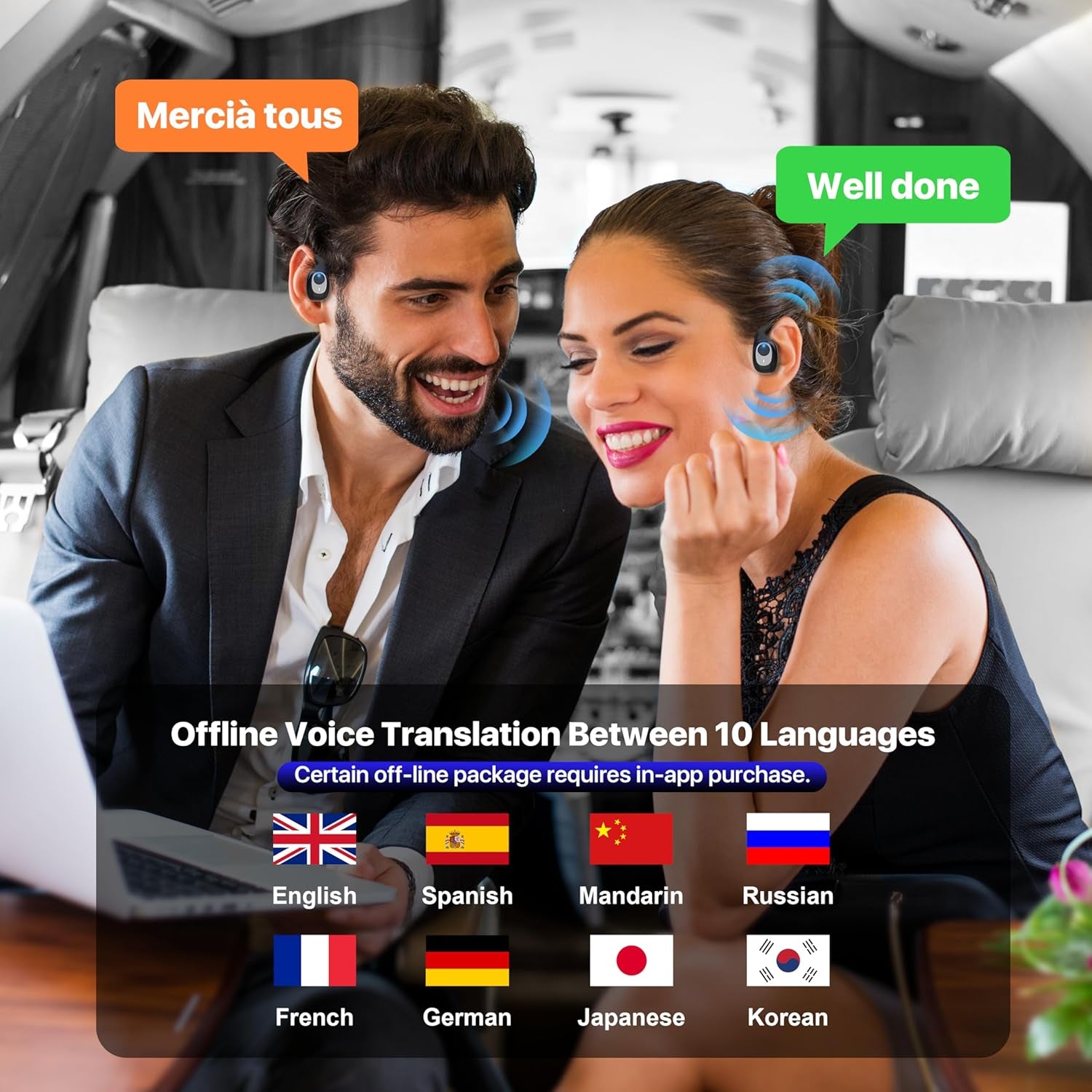 AI Language Translator Earbuds, OWS Real-Time 3-In-1 Translation Earbuds 144 Languages &amp; Accents, Translation Device for Travel Business Learning,Elegant Black