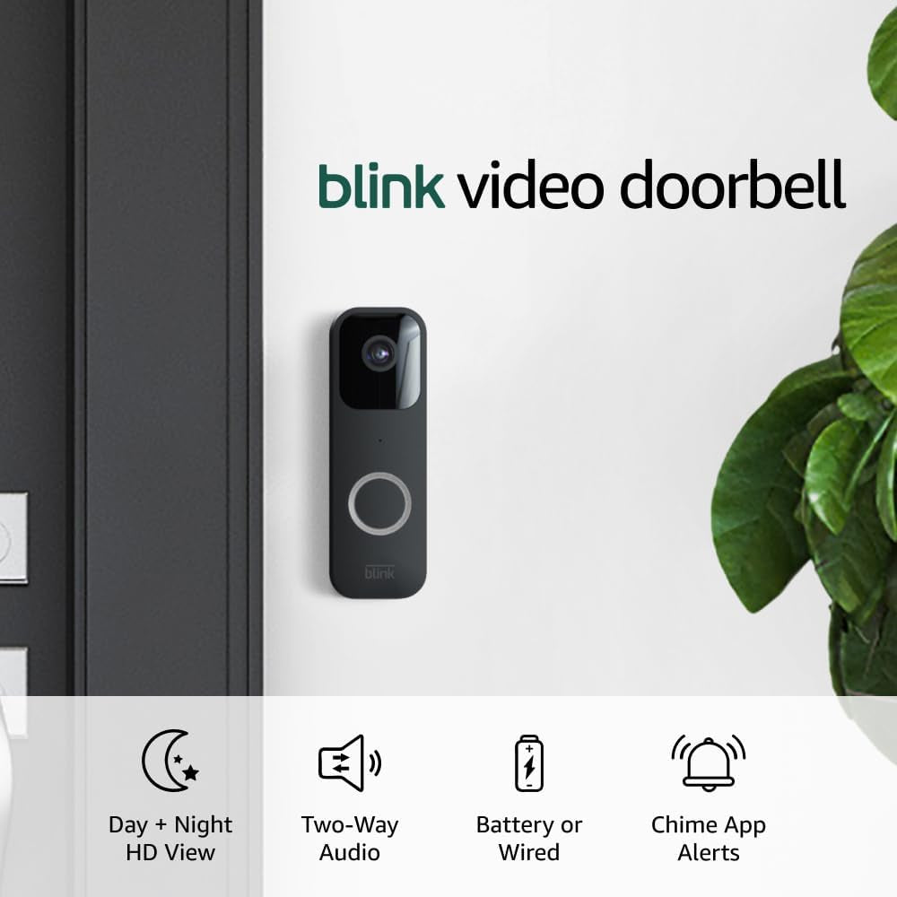 Video Doorbell (Newest Model), Two-Way Audio, HD Video, Motion and Chime App Alerts and Alexa Enabled — Wired or Wire-Free (Black)