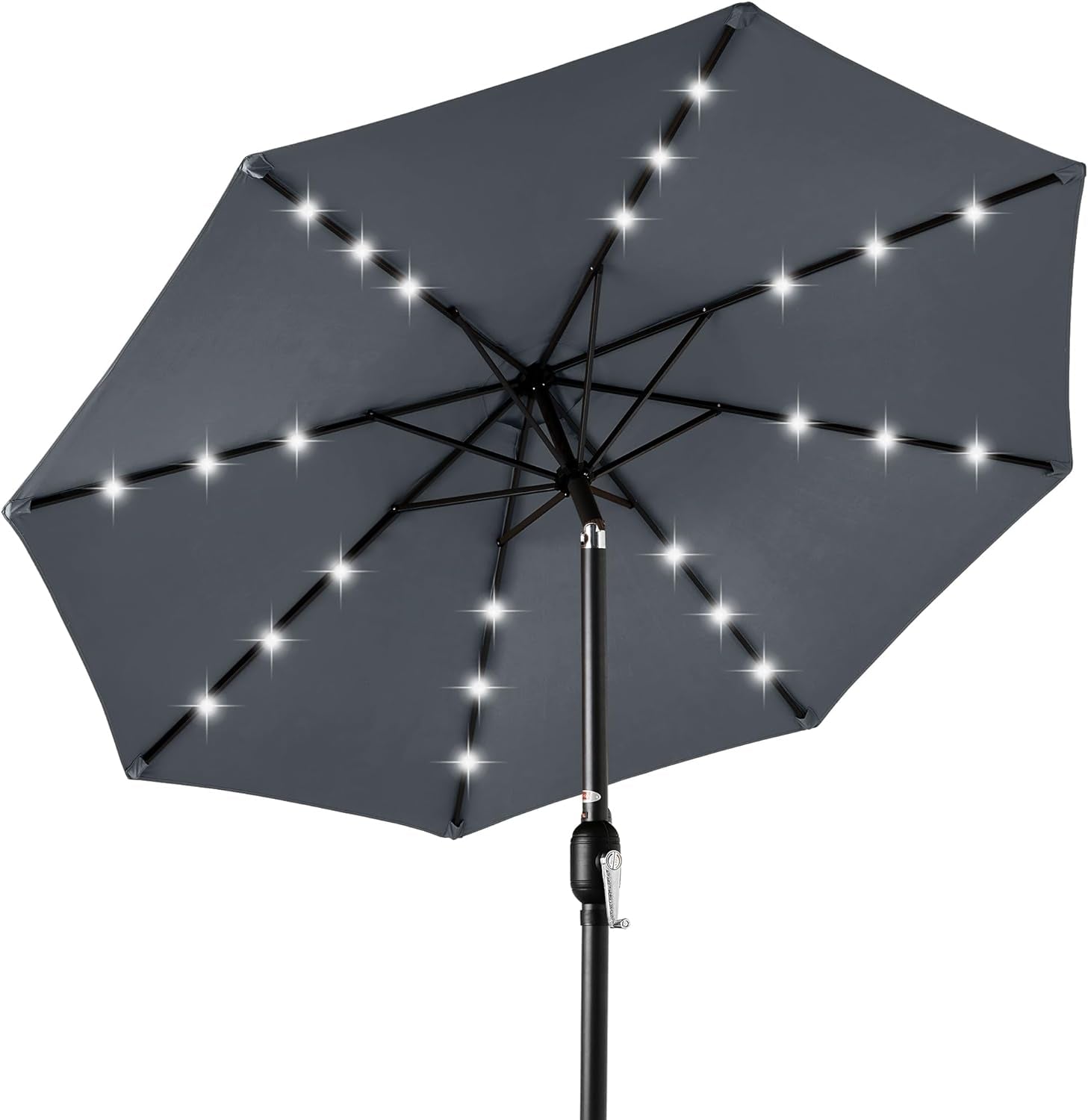 10Ft Solar Polyester LED Lighted Patio Umbrella W/Tilt Adjustment and Uv-Resistant Fabric - Tan