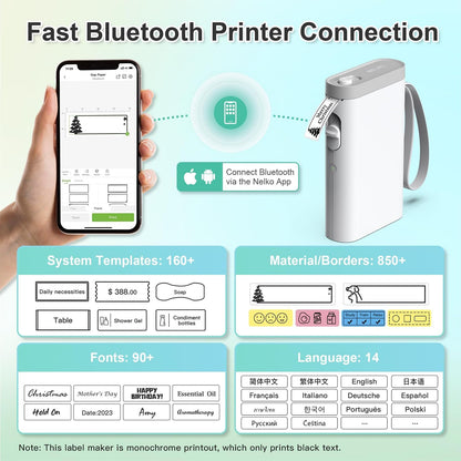 Label Maker Machine with Tape, P21 Bluetooth Label Printer, Wireless Mini Label Makers with Multiple Templates for Organizing Office Home, White, 1 Pack