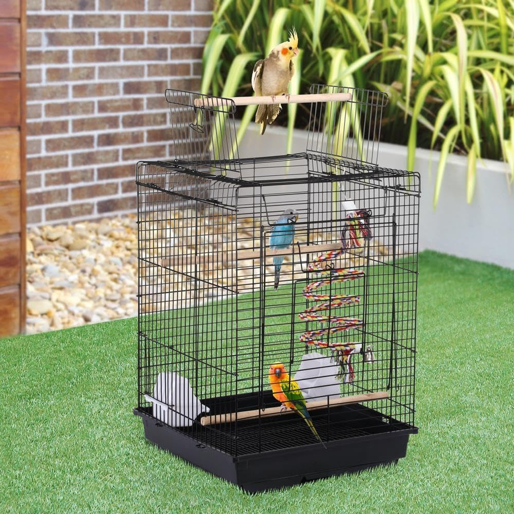 Open Play Top Travel Bird Cage for Conure Sun Parakeet Green Cheek Conure Lovebird Budgie Finch Canary, Small-Size Travel Portable