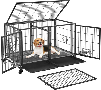 Stackable Dog Crate with Divider 43&