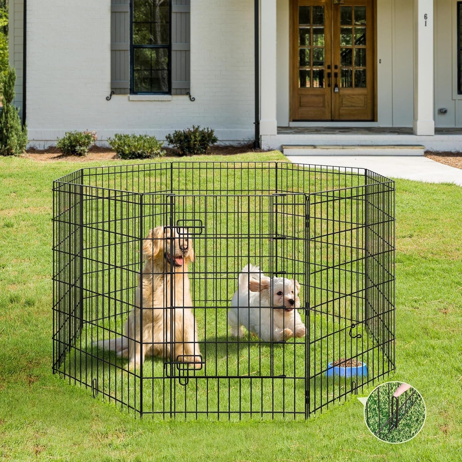 Dog Pen Pet Exercise Pen Metal Dog Fence with Door for Dogs/Cats or Small Animals Outdoor &amp; Indoor Use, 8 Panel 36.5&quot; High