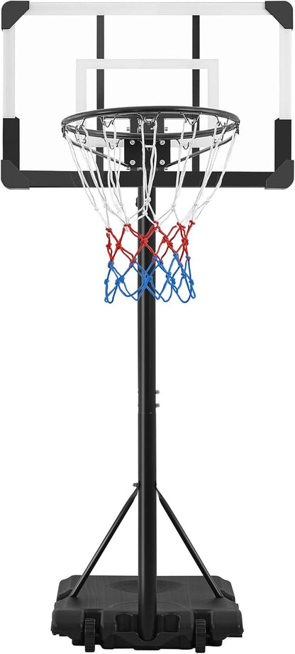 Kids Basketball Hoop Outdoor Portable Basketball Goals Basketball Court Freestanding Basketball Goal Stand 7.4Ft-8.4Ft Height Adjustable for Indoor/Outdoor Sports