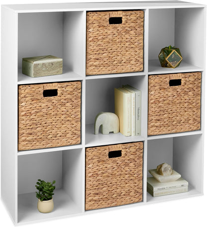 9-Cube Storage Organizer, 13.5In Shelf Opening, Bookcase, Display Shelf, Customizable W/ 3 Removable Back Panels – Walnut