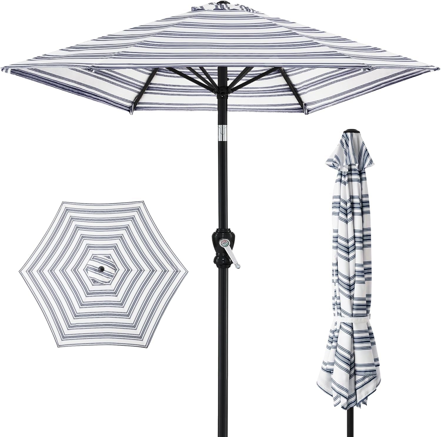 10Ft Outdoor Steel Polyester Market Patio Umbrella W/Crank, Easy Push Button, Tilt, Table Compatible - Tan