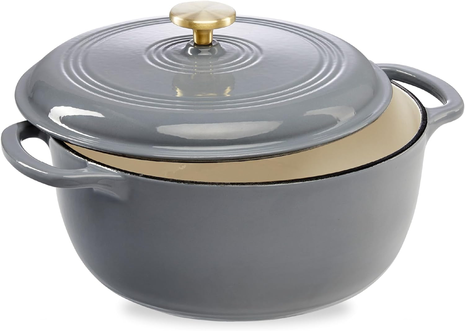 6 Quart Enamel Cast-Iron round Dutch Oven, Family Style Heavy-Duty Pre-Seasoned Cookware for Home, Kitchen, Dining Room, Oven Safe W/Lid, Dual Handles - Sage Green