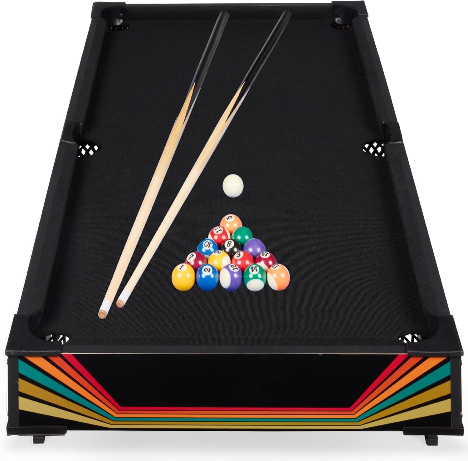 40In Tabletop Billiard Table, Pool Arcade Game Table for Living Room, Game Room W/ 2 Cue Sticks, Ball Set, Storage Bag