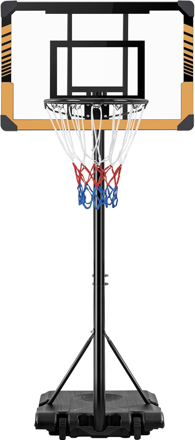 Kids Basketball Hoop Outdoor Portable Basketball Goals Basketball Court Freestanding Basketball Goal Stand 7.4Ft-8.4Ft Height Adjustable for Indoor/Outdoor Sports