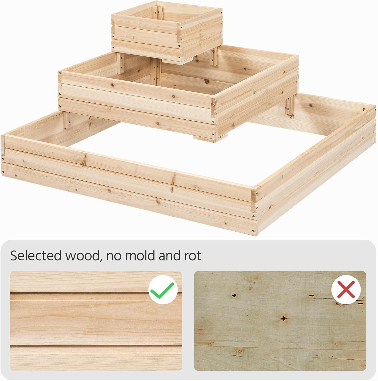 3 Tier Wooden Raised Garden Bed 44.5&