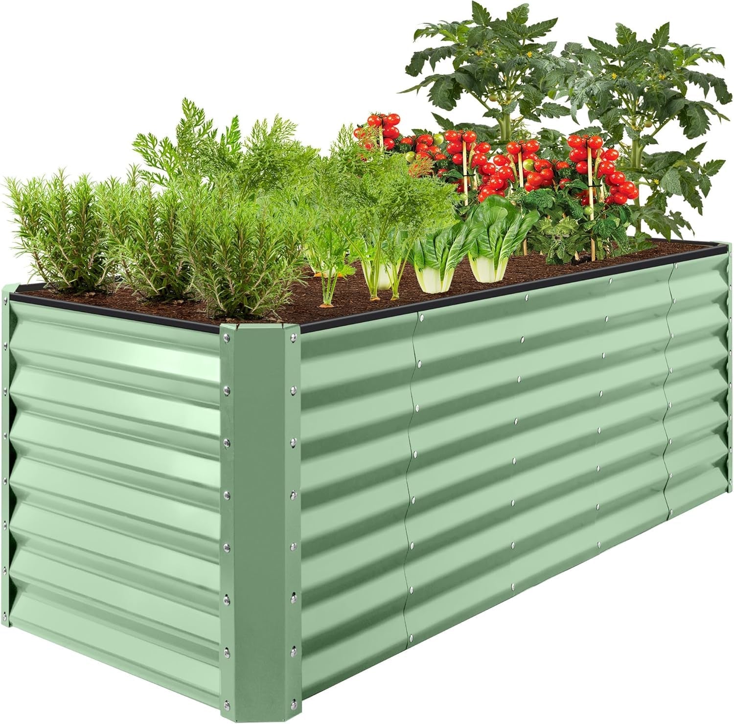 8X4X2Ft Outdoor Metal Raised Garden Bed, Deep Root Planter Box for Vegetables, Flowers, Herbs, and Succulents W/ 478 Gallon Capacity - Gray