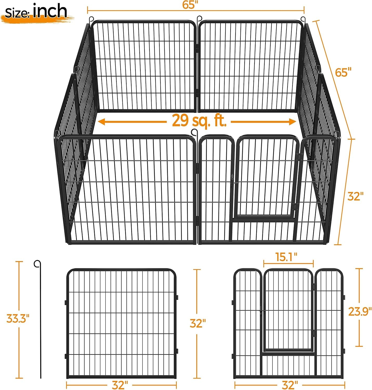 Decorative Garden Fence - 32 in X 21Ft Rustproof Folding Fencing Landscape Patio Flower Bed Animal Barrier Border for Dog Outdoor Fences Black