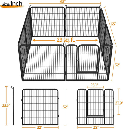 Decorative Garden Fence - 32 in X 21Ft Rustproof Folding Fencing Landscape Patio Flower Bed Animal Barrier Border for Dog Outdoor Fences Black