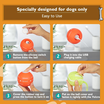 Interactive Dog Toys Dog Ball,[2025 Newly Upgraded] Durable Motion Activated Automatic Rolling Ball Toys For/Small/Medium/Large Dogs,Usb Rechargeable (Orange)