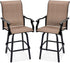 Set of 2 Swivel Barstools, Bar Height Outdoor Chairs, 360 Rotating Patio Bar Stools W/All-Weather Mesh, 300Lb Capacity - Tan