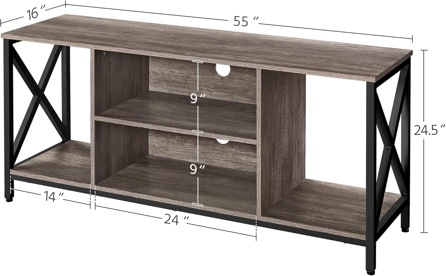 TV Stand for 65 Inch TV, Media Entertainment Center with Storage Shelves for Living Room, TV Console Table for Bedroom, Taupe Wood