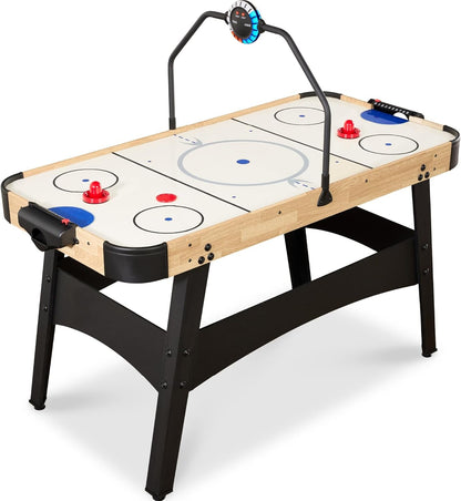 LED 54 Inch Air Hockey Game Table W/Light-Up Scoreboard, Powerful Motor, AC Outlet. Includes 2 Pucks, 2 Pushers